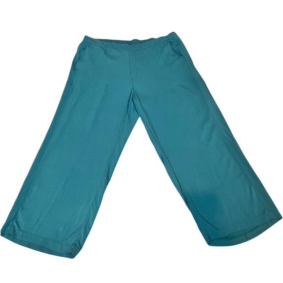 Wide Leg Lounge Pants Elastic Waist Comfy Casual Teal - Picture 1 of 7